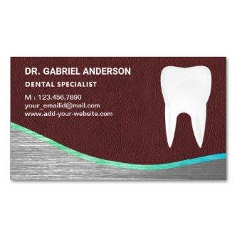 Brown Leather Steel Tooth Dental Clinic Dentist  Magnet