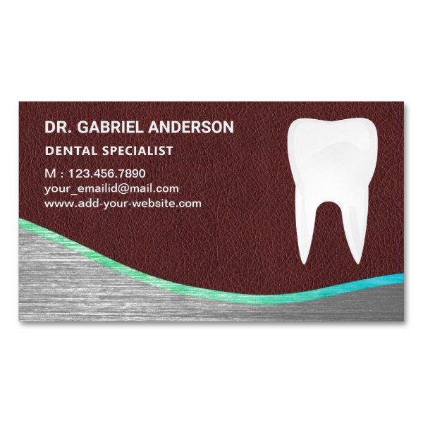 Brown Leather Steel Tooth Dental Clinic Dentist  Magnet