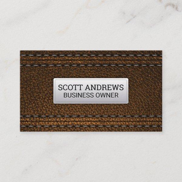 Brown Leather | Stitched Material
