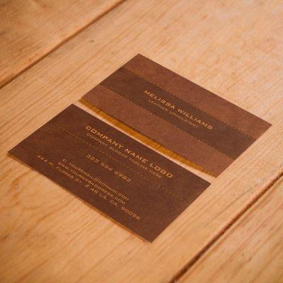 Brown Leather with Stitches Effect