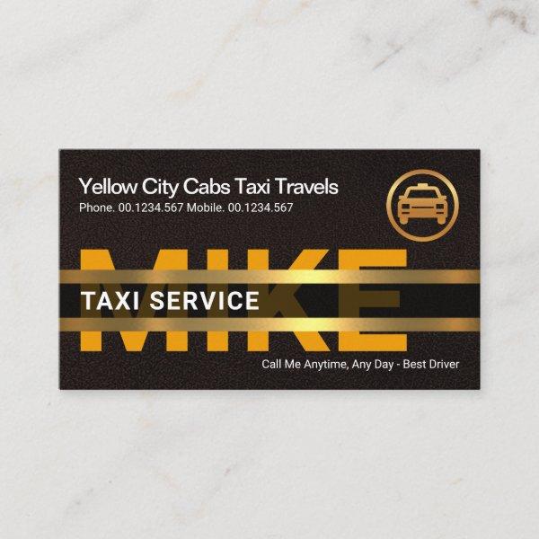 Brown Leather Yellow Taxi Gold Name Placard
