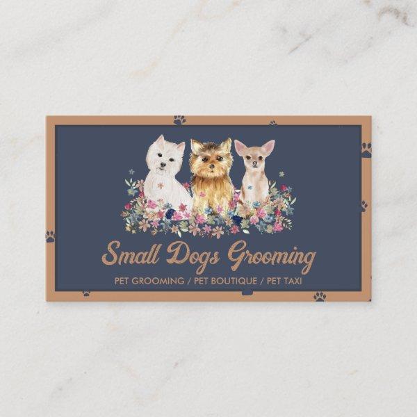 Brown Navy Watercolor Small Dogs Paw Pet Sitter