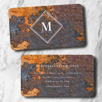 Brown Rust Metallic Texture Monogram Initial