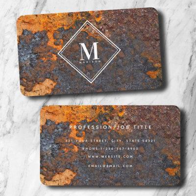 Brown Rust Metallic Texture Monogram Initial