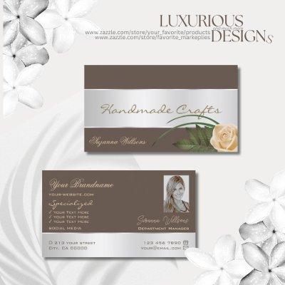 Brown Silver Decor Gorgeous Rose Flower with Photo