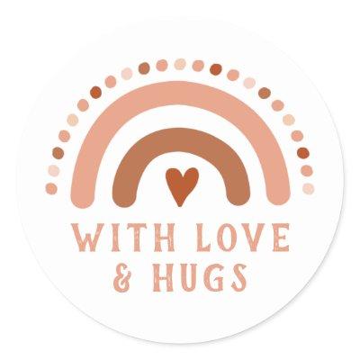 Brown Warn Rainbow Heart Spots   Classic Round Sticker