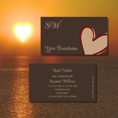 Brown with Gorgeous Red Beige Heart and Monogram