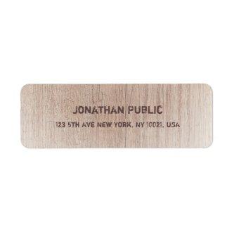 Brown Wood Board Distressed Text Return Address Label