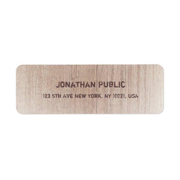 Brown Wood Board Distressed Text Return Address Label
