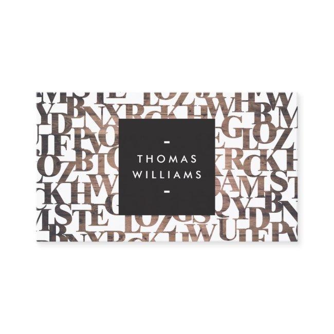 Brown Wooden Abstract Letterforms Authors, Writers