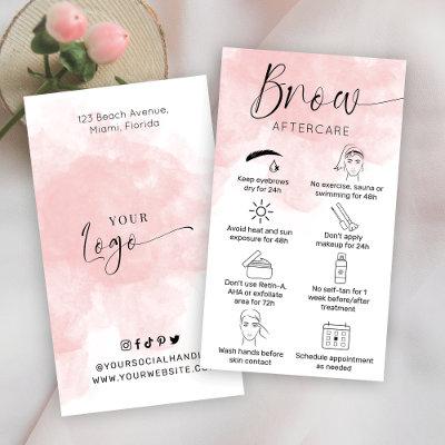 Brows Aftercare Guide Blush Pink Watercolor Salon