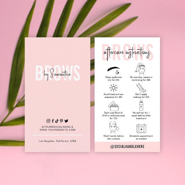 Brows Aftercare Instructions Feminine Pink PMU