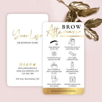 Brows Aftercare White & Gold Salon Instructions
