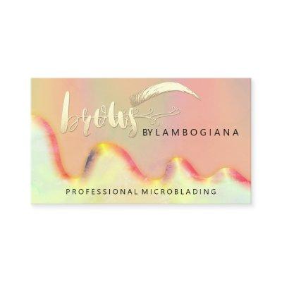 Brows Logo Microblading  Holograph QR Code Gold