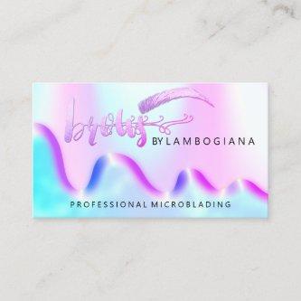 Brows Logo Microblading  Holograph QR Code Pink