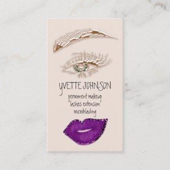 Brows Makeup QRCode Logo Purple Lip Skinny Eyelash