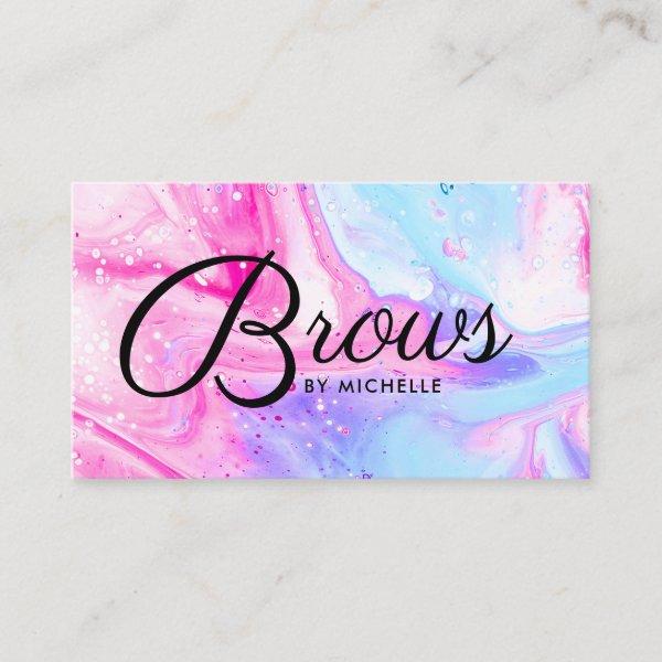 Brows salon pink blue girly abstract watercolor