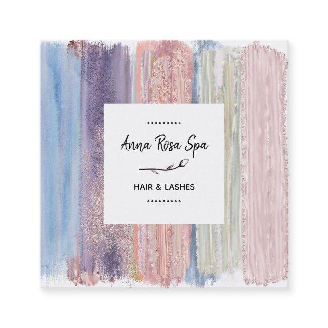 *~* Brush Splash Stripe Gold Glitter Rose Bud Square