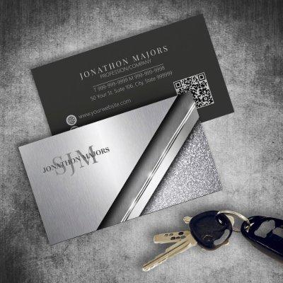 Brushed Chrome & Stone Monogram ID1042