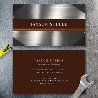 Brushed Metal and Brown Accent