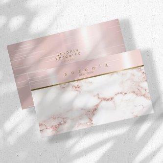 Brushed Metal Band Marble Glitter Rose Gold ID802