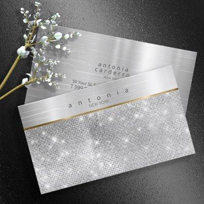Brushed Metal Band on Glitter Silver ID802