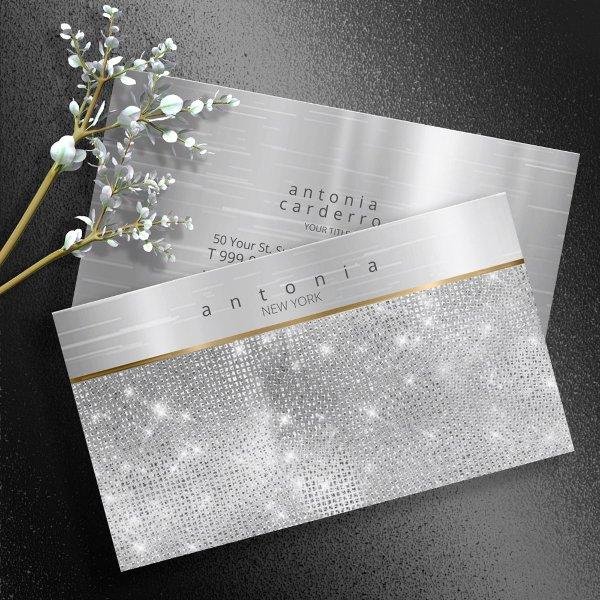 Brushed Metal Band on Glitter Silver ID802