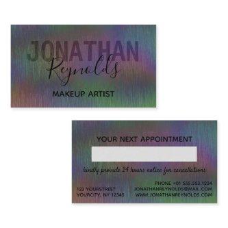 Brushed Metal Iridescent Holographic Script Name A Appointment Card