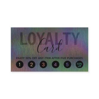 Brushed Metal Iridescent Holographic Script Name Loyalty Card
