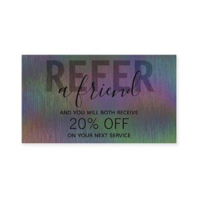 Brushed Metal Iridescent Holographic Script Name R Referral Card