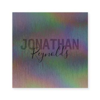 Brushed Metal Iridescent Holographic Script Name S Square