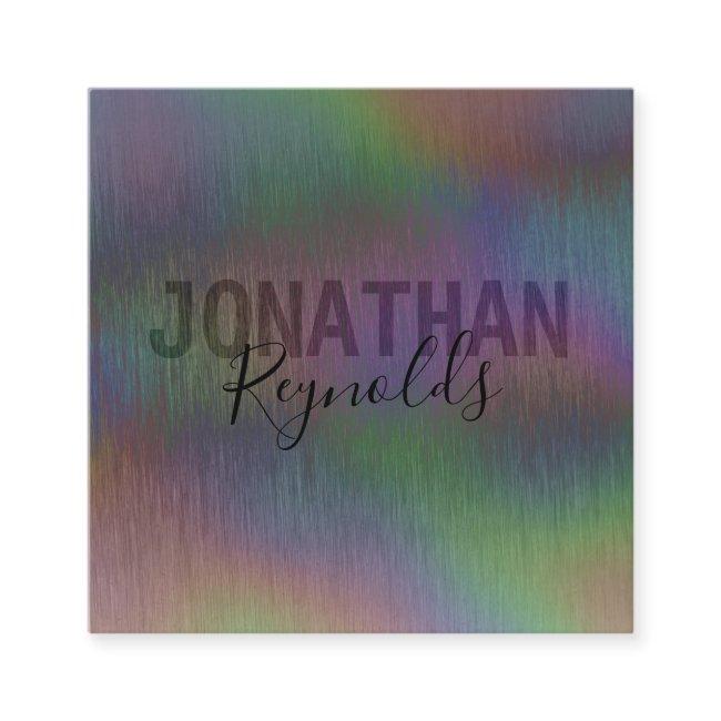 Brushed Metal Iridescent Holographic Script Name S Square