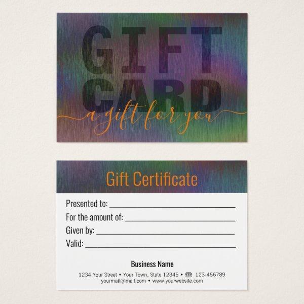 Brushed Metal Rainbow Holographic Gift Card Orange