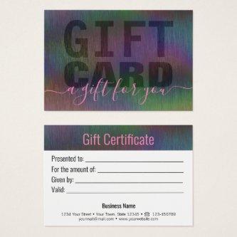 Brushed Metal Rainbow Holographic Gift Card Pink