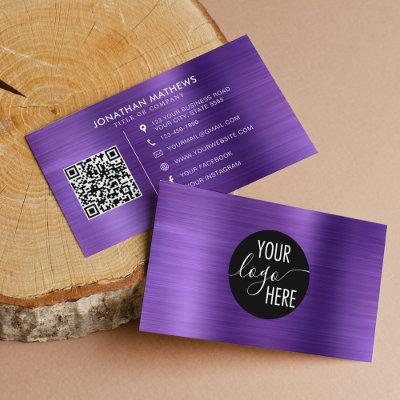 Brushed Metallic Purple Company Logo QR Code