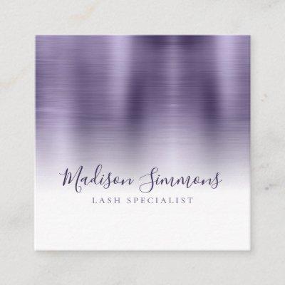 Brushed Metallic Violet Monogram Elegant Script Square