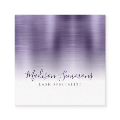 Brushed Metallic Violet Monogram Elegant Script Square