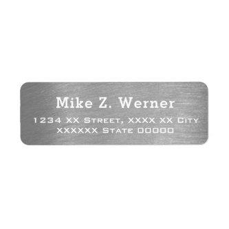 brushed steel gray effect label