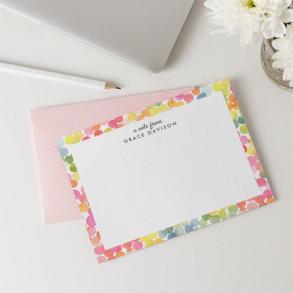 Bubble Tea Rainbow Personalized Name Monogram CUTE Note Card