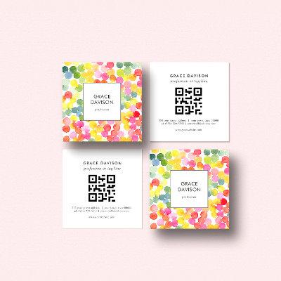 Bubble Tea Rainbow Pink Orange Green QR Code  Square