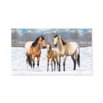 Buckskin Appaloosa Horses In Snow