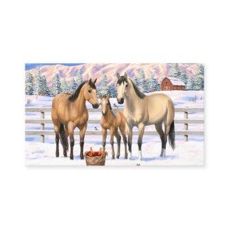 Buckskin Quarter Horses In Snow