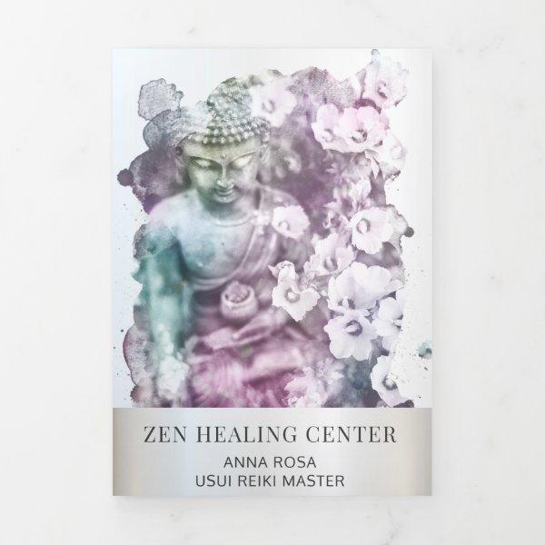 *~* Buddha Zen Photo Logo QR Trifold Brochure