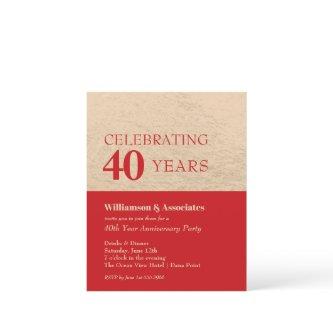 Budget Business Anniversary Gold Red Invitation