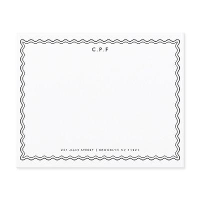 Budget Classic 3 Monogram Wave Border Note Card
