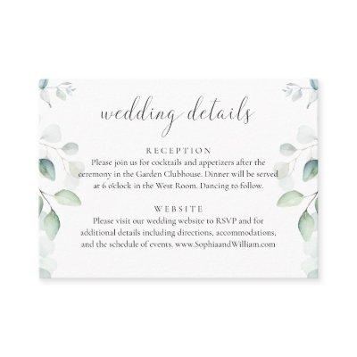 Budget Eucalyptus Greenery Wedding Details Card