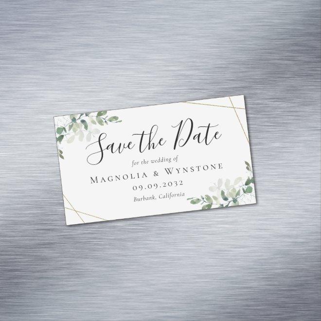 BUDGET Eucalyptus Watercolor Wedding Save The Date  Magnet
