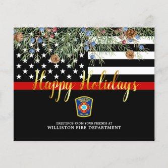 Budget Fire Department Thin Red Line Holiday Card