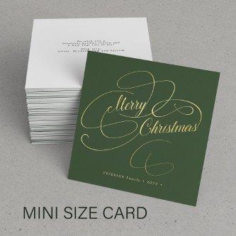 Budget MINI SIZE Merry Christmas gold script Note Card