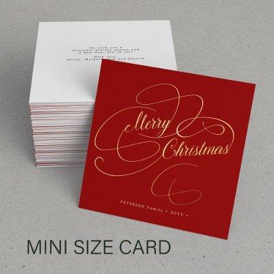 Budget MINI SIZE Merry Christmas gold script Note Card